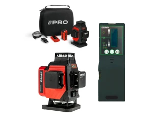 Zielony Laser krzyżowy zielony 4 płaszczyznowy 4x360 Pro AQ4DG + detektor