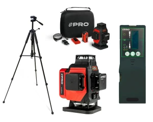 Zielony Laser krzyżowy 4 płaszczyznowy 4x360 AQ4DG + detektor + statyw