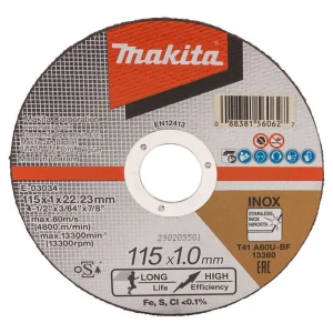 Tarcza tnąca extra cienka Makita Inox o grubości 1mm o wym. 115x22mm