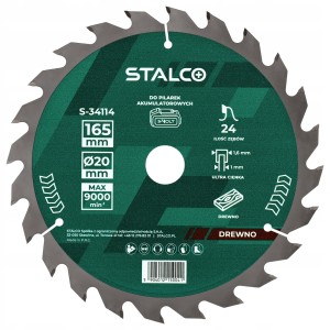 Piła Tarczowa Do Drewna 165x20mm 24Z Stalco S-34114