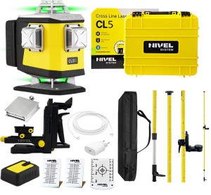 Laser Krzyżowy Zielony 4x360° Spadki Nivel System CL5G + Tyczka + LP-36